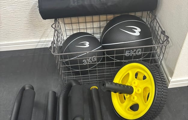 メディシンボール　腹筋ローラー スクワットパッド 
プッシュアップバー/PRAIGYM大山の設備写真