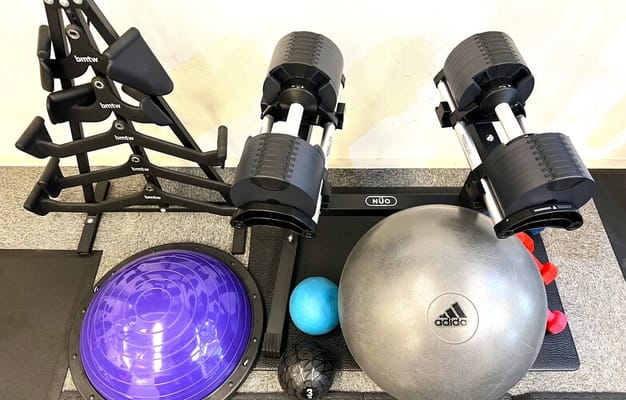 NÜO FLEXBELL 可変式ダンベル32kgセット（正規品）、軽量ダンベル各種、バランスボール、ヨガボール、メディシンボール 3kg 、マルチグリップ5本set