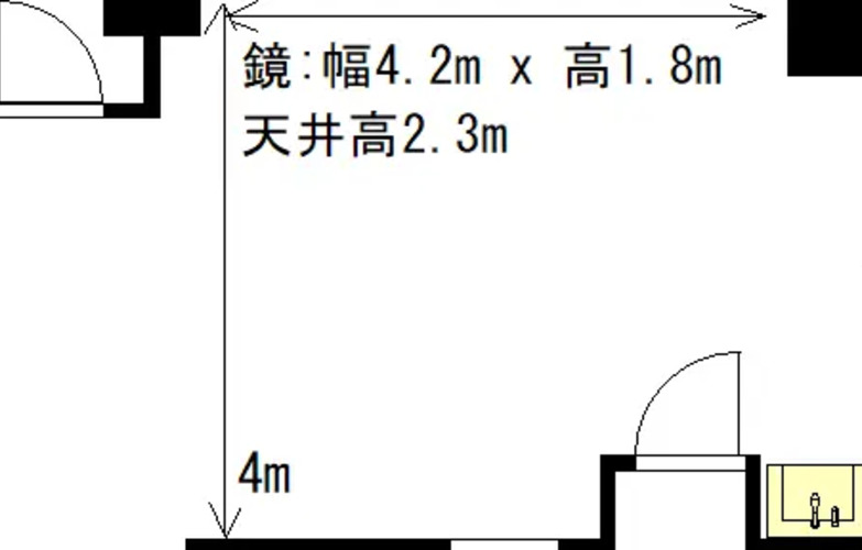 実際のスタジオの図面になります。正確な大きさや幅を見ることが可能です。