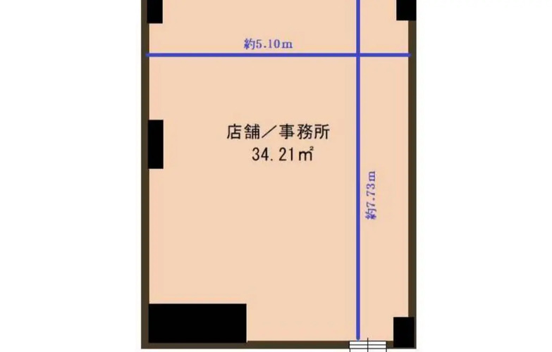 スタジオの幅や広さを示した間取り図であり、実際の空間の広さを事前に知ることができる。