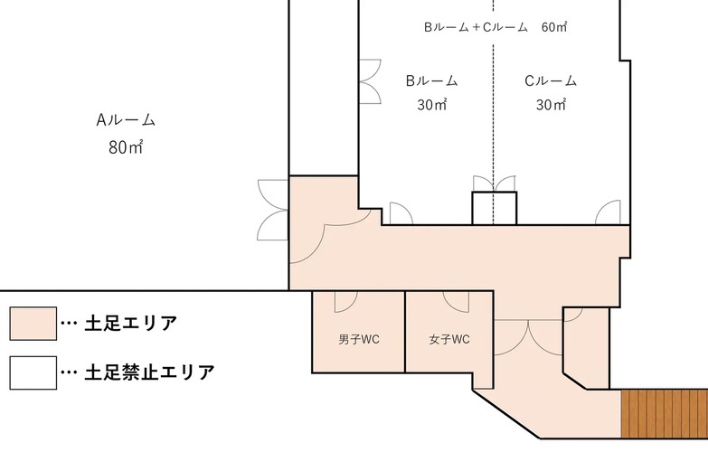 スタジオのフロアマップ。各部屋の大きさや配置が視覚的に確認できる。